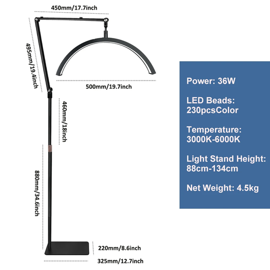 180Leds Eyelash Extension Ring Lamp Tattooist Estheticians LED Half Moon Lash Li