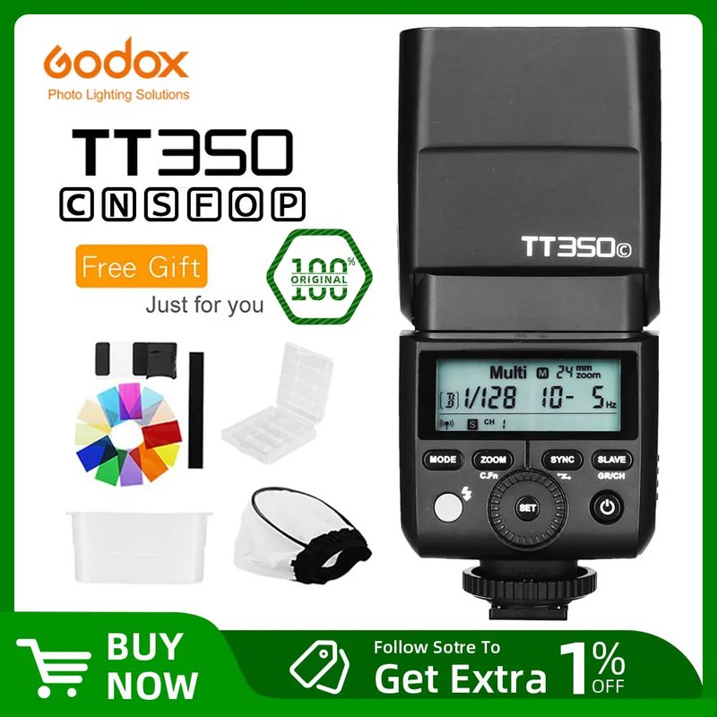 Godox TT350 Mini Speedlite TT350C TT350N TT350S TT350F TT350O TT350P Camera Flas