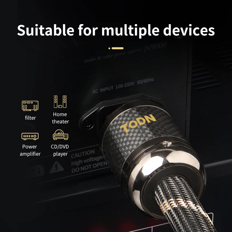 Power Cable Hifi OCC&OFC High-End Audio Cable EU/US Carbon Fiber Plug Rhodium Pl