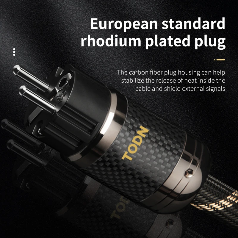 Power Cable Hifi OCC&OFC High-End Audio Cable EU/US Carbon Fiber Plug Rhodium Pl