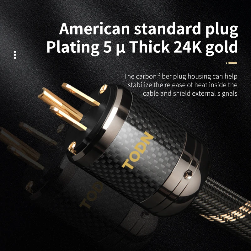Power Cable Hifi OCC&OFC High-End Audio Cable EU/US Carbon Fiber Plug Rhodium Pl