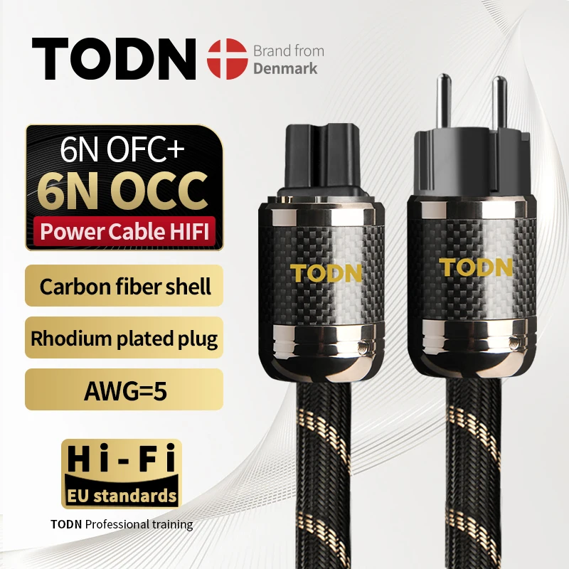 Power Cable Hifi OCC&OFC High-End Audio Cable EU/US Carbon Fiber Plug Rhodium Pl