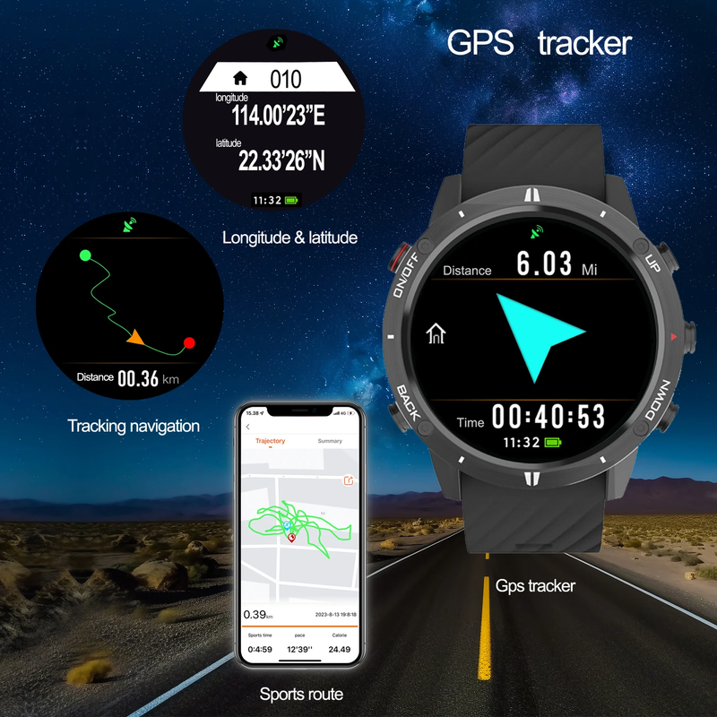 G5B Gps+Glonass+Beidou+Triathlon Sport Watch 1.28 ''IPS TFT Color Touch Screen 32