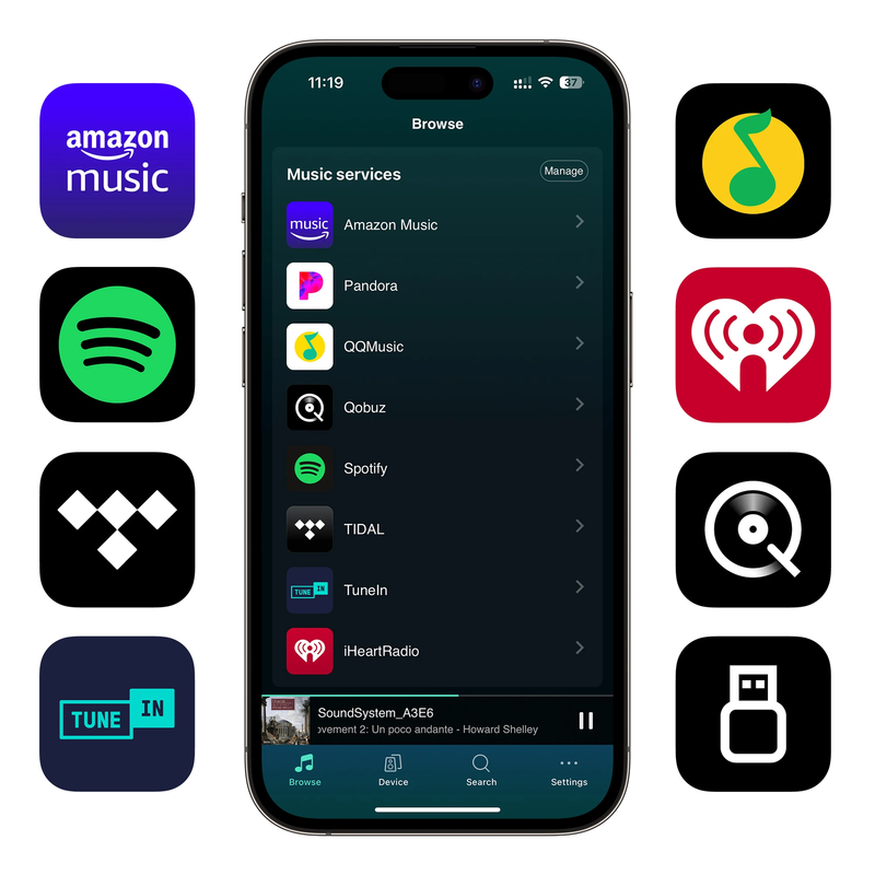 S10+ Wifi Bluetooth 5.0 Audio Receiver, Wireless Multiroom Home Stereo Music Rec