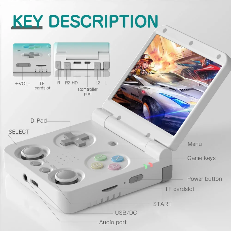 AMPOWN  Flip Fold Handheld Game Players Consoles Portable Video Game 3.5'' IPS L