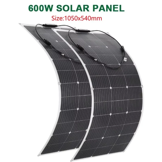 600W 300W Portable Flexible Solar Panel Kit Monocrystalline Cells Outdoor Charge