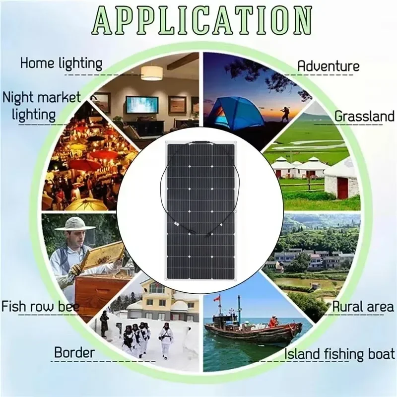 600W 300W Portable Flexible Solar Panel Kit Monocrystalline Cells Outdoor Charge