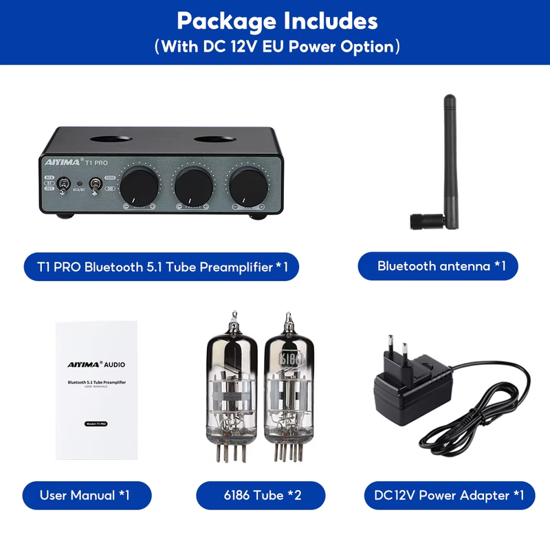 T1 PRO Vacuum Tube Preamplifier Amplifiers Home Audio RCA Bluetooth Input Bass T