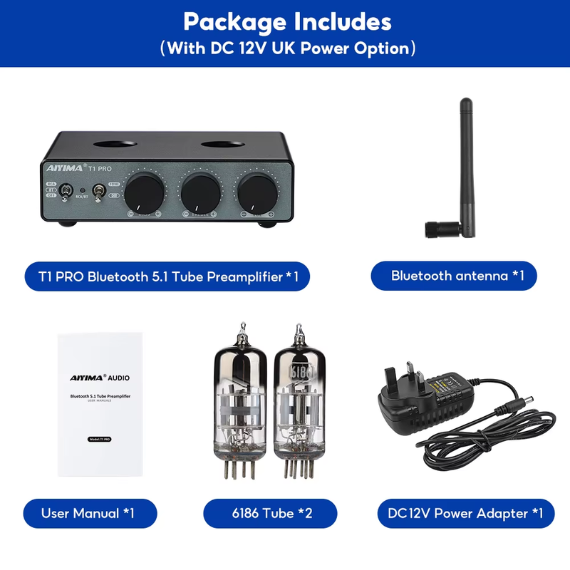 T1 PRO Vacuum Tube Preamplifier Amplifiers Home Audio RCA Bluetooth Input Bass T