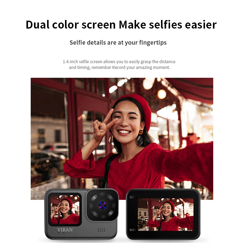 Action Camera 5K 30Fps 4K60FPS Wifi Anti-Shake Go with Remote Control Screen Wat
