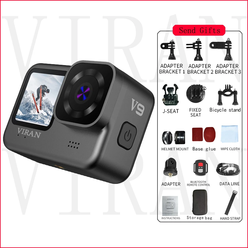 Action Camera 5K 30Fps 4K60FPS Wifi Anti-Shake Go with Remote Control Screen Wat