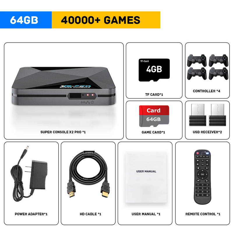 Super Console X2 Pro Game Box Retro Video Game Console 60000 Video Games for ARC