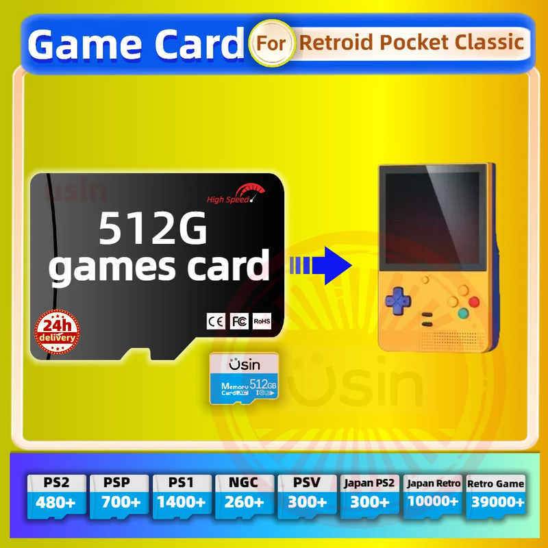 Game Card for Retroid Pocket Classic Rpclassic Games PS2 PSP Android Handheld Ga