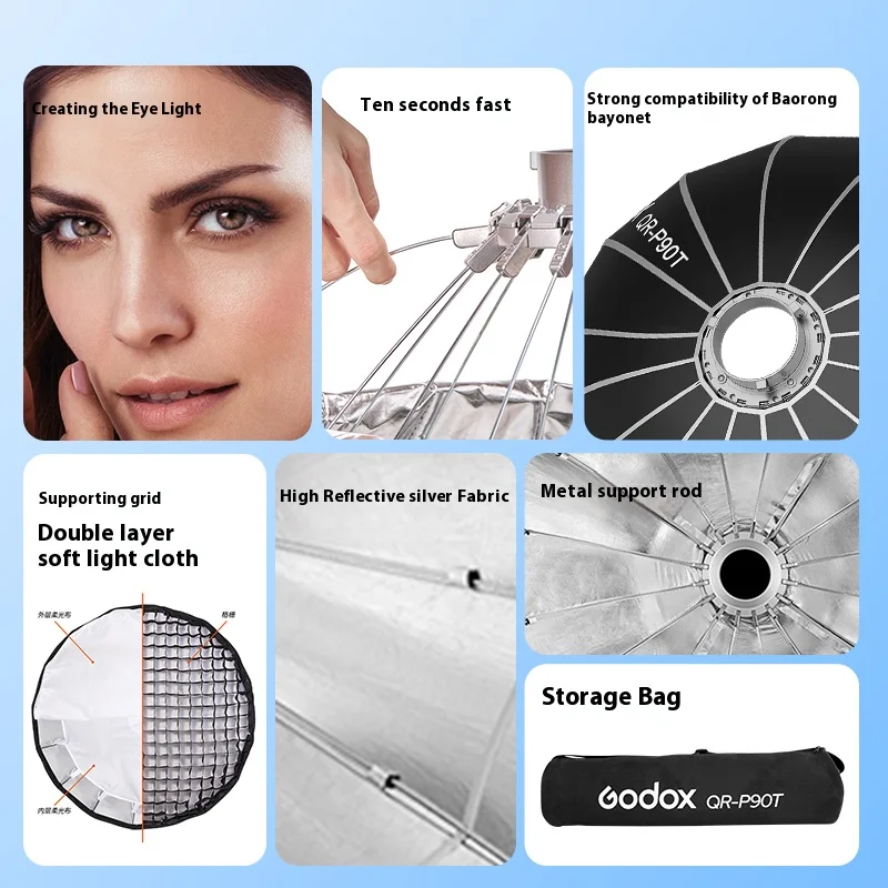 Godox QR-P60T 60CM QR-P90T 90CM QR-P120T 120CM 150CM Quickly Release Parabolic D