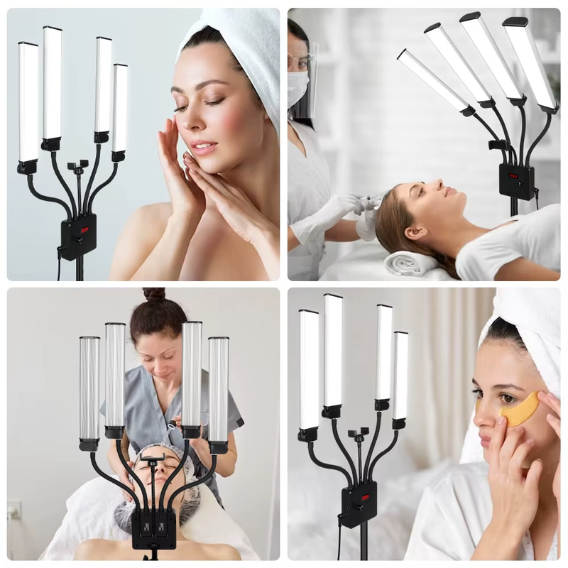 LED Video Light 80W Four Arm Beauty Light with Adjustable Tripod Dimmable 3000-6