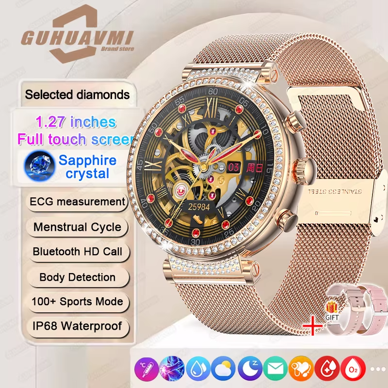 New 1.27-Inch Smart Watch for Women Health ECG Sport Lady Watch Full Touch Scree