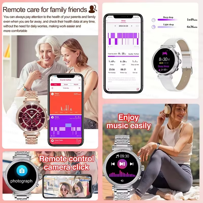 New 1.27-Inch Smart Watch for Women Health ECG Sport Lady Watch Full Touch Scree