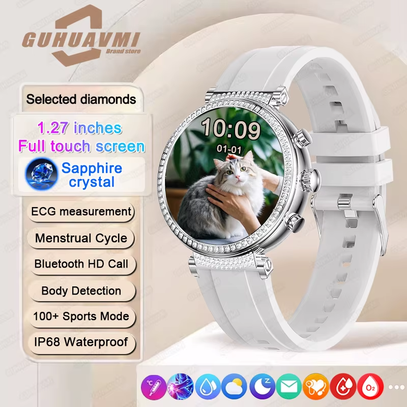 New 1.27-Inch Smart Watch for Women Health ECG Sport Lady Watch Full Touch Scree