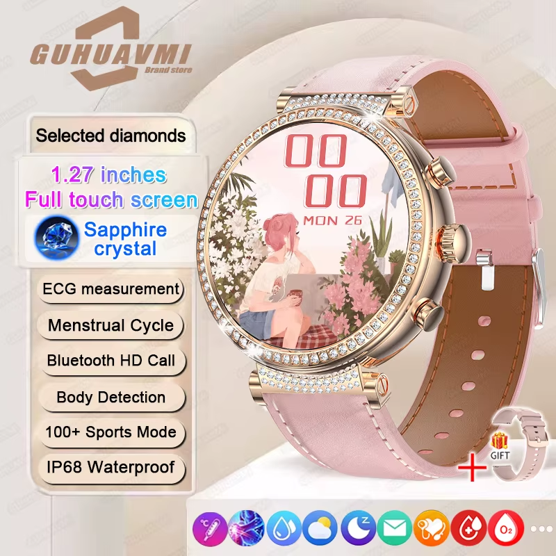 New 1.27-Inch Smart Watch for Women Health ECG Sport Lady Watch Full Touch Scree