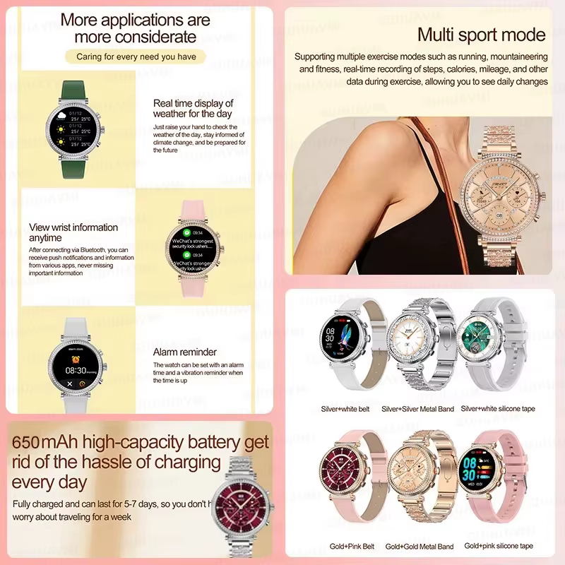 New 1.27-Inch Smart Watch for Women Health ECG Sport Lady Watch Full Touch Scree