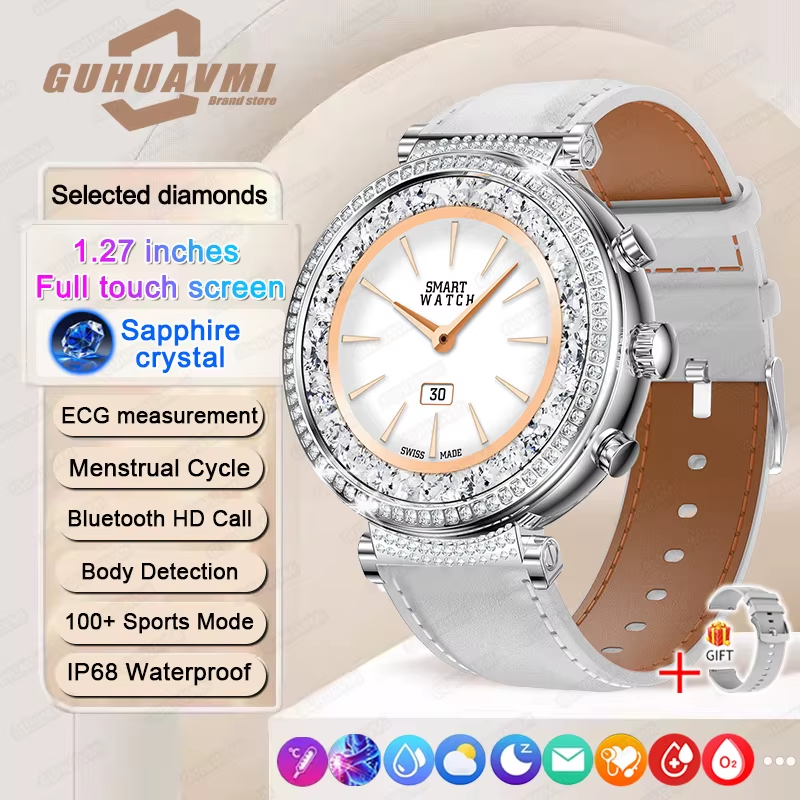 New 1.27-Inch Smart Watch for Women Health ECG Sport Lady Watch Full Touch Scree