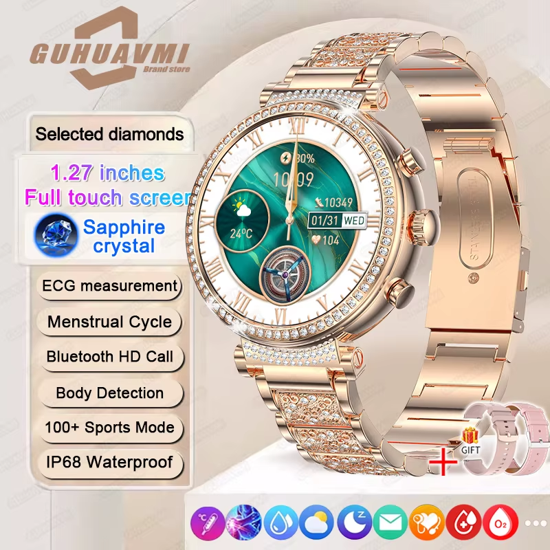 New 1.27-Inch Smart Watch for Women Health ECG Sport Lady Watch Full Touch Scree