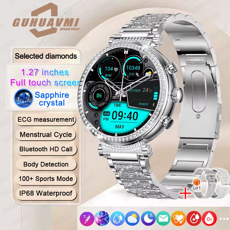 New 1.27-Inch Smart Watch for Women Health ECG Sport Lady Watch Full Touch Scree