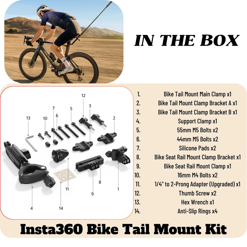 Bike Tail Mount Kit New Upgraded Biking Seat Gimbal Gears for Road Cycling Insta