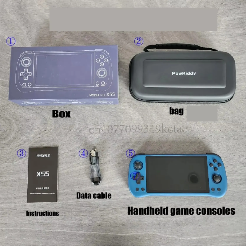 POWKIDDY X55 Handheld Game Console 5.5 INCH IPS Screen RK3566 Handheld Game Cons