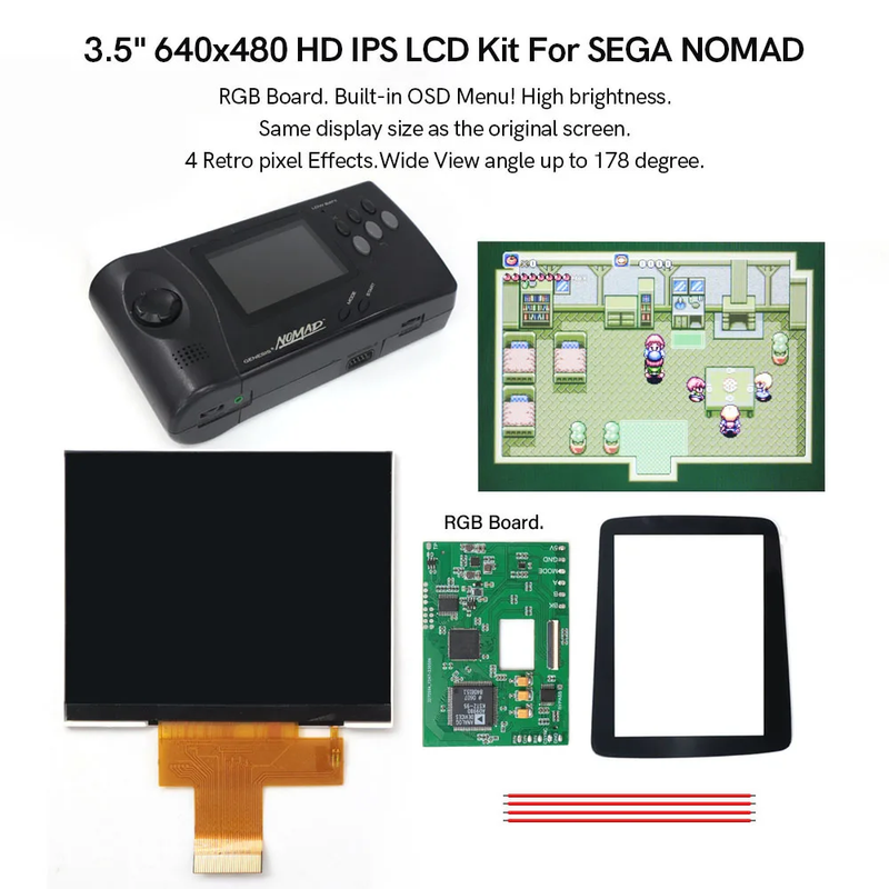 HD Backlight OSD Menu Hight Light 3.5'' 640X480 IPS LCD Panel RGB Board Mod for S