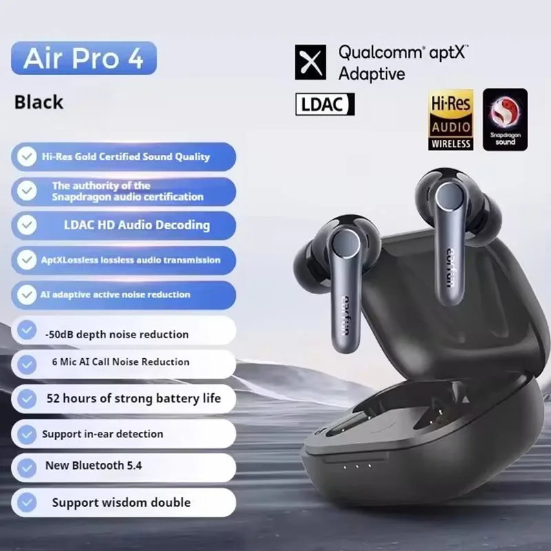 Earfun Air Pro 4 Wireless Earphone Active Noise Reduction HI-FI Bluetooth 5.4 Ea