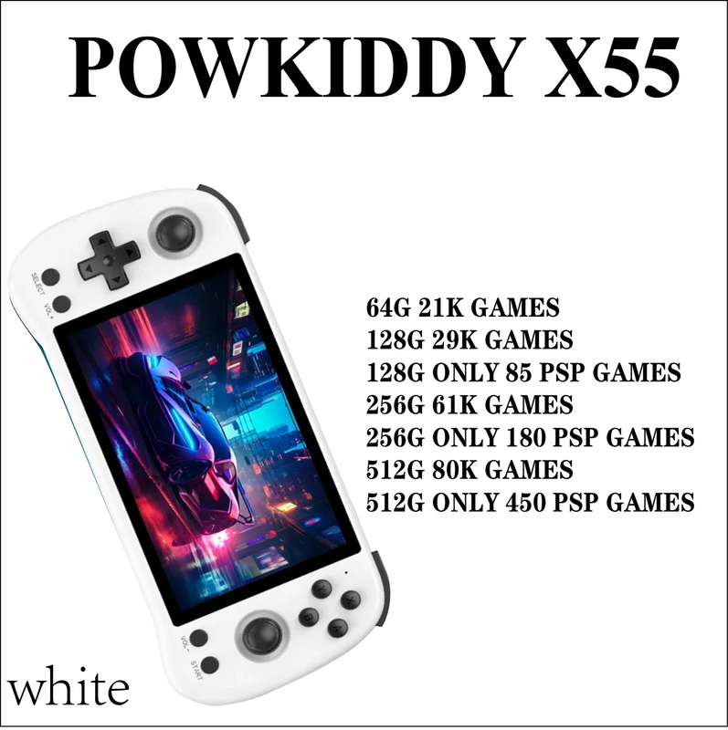 POWKIDDY X55 Retro Handheld Game Console Video Game Consoles 5.5-Inch IPS Screen