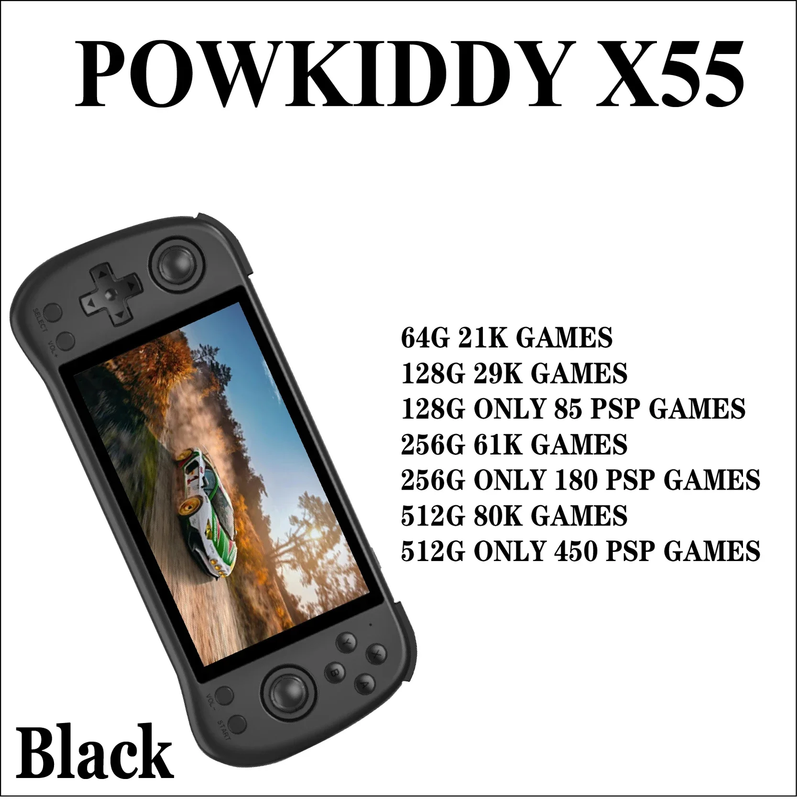 POWKIDDY X55 Retro Handheld Game Console Video Game Consoles 5.5-Inch IPS Screen