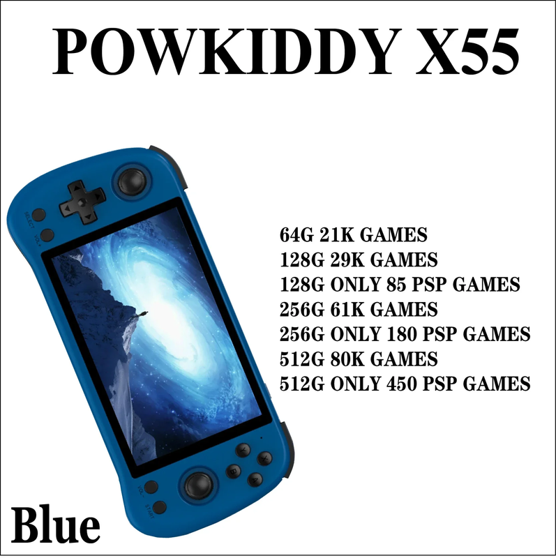 POWKIDDY X55 Retro Handheld Game Console Video Game Consoles 5.5-Inch IPS Screen