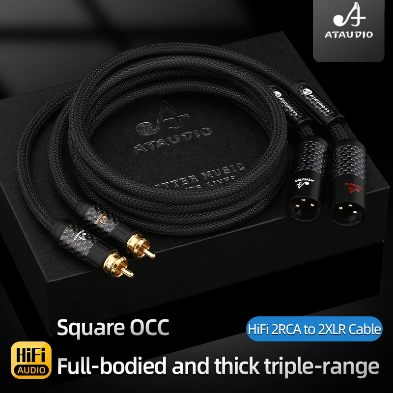 Hifi RCA to XLR Audio Cable High Quality Square OCC Wire 2RCA To2Xlr Male and Fe