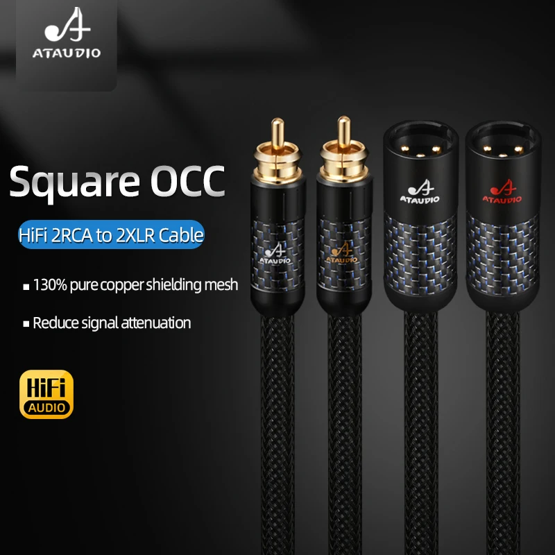 Hifi RCA to XLR Audio Cable High Quality Square OCC Wire 2RCA To2Xlr Male and Fe