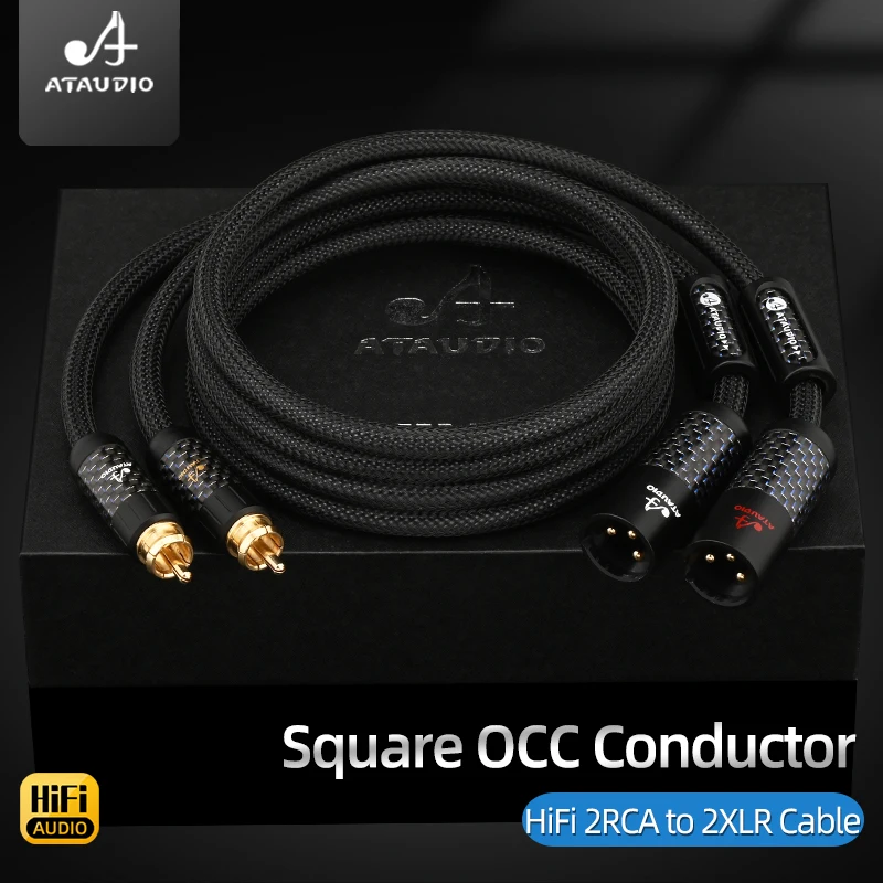 Hifi RCA to XLR Audio Cable High Quality Square OCC Wire 2RCA To2Xlr Male and Fe