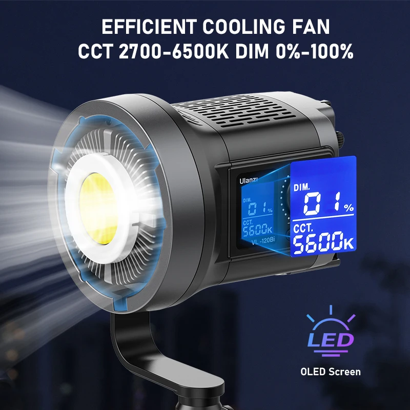 Vl-120Bi VL-120C 120W V-Mount COB Video Light Wireless APP Control 2700K-6500K C