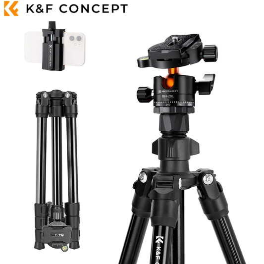 Aluminum Travel Tripod Outdoor 63.8Inch/163Cm Portable Outdoor Tripod with Mobil