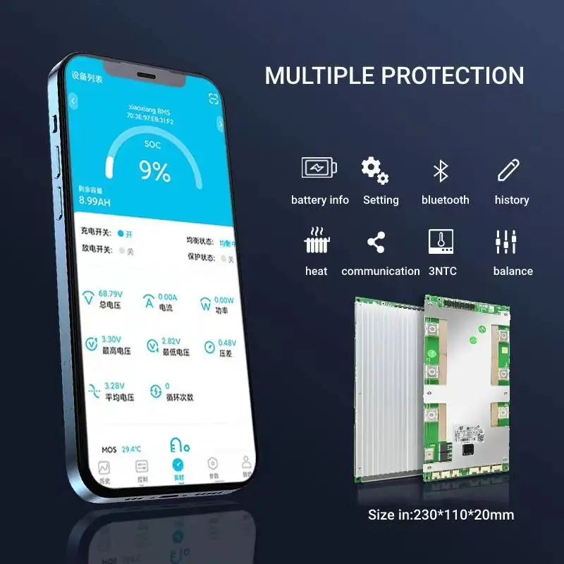 JBD Smart Bms 12V 4S Lifepo4 300A High Power Battery Balance Protection Board BT