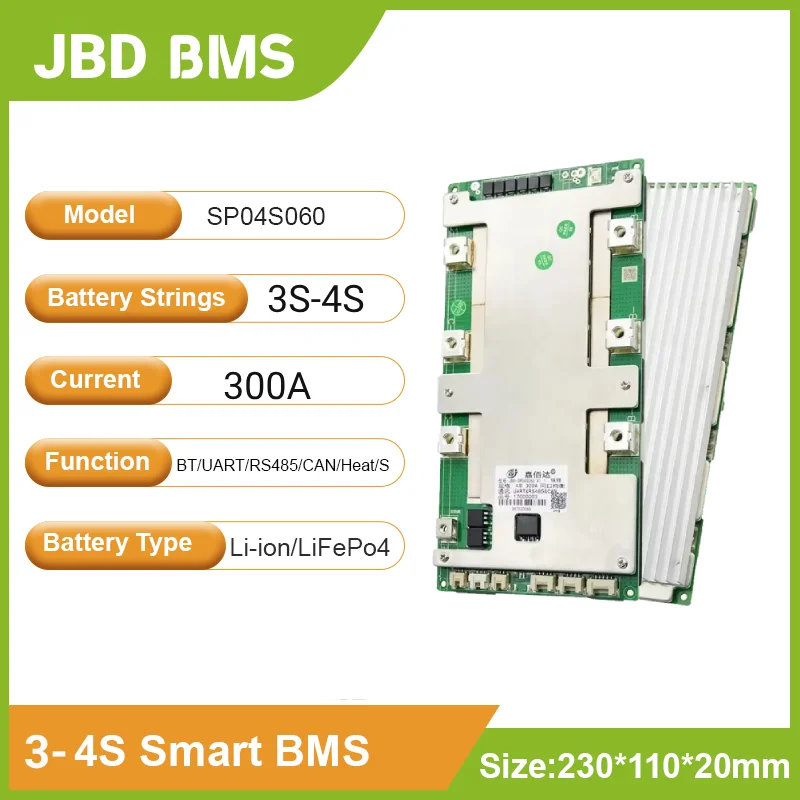 JBD Smart Bms 12V 4S Lifepo4 300A High Power Battery Balance Protection Board BT