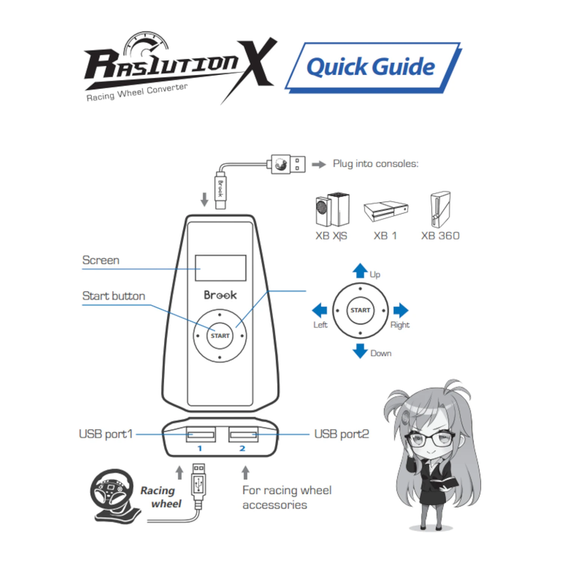 Raslution X Racing Wheel Converter for Xbox Series X|S/Xbox One/Xbox 360
