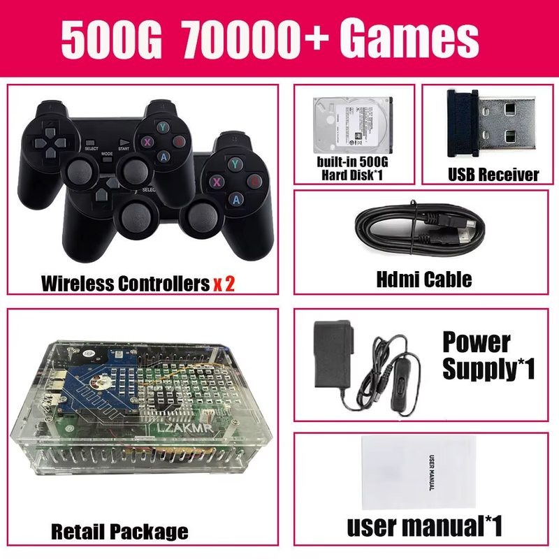 Retro U9 Game Console 500GB Gaming HDD Window+Batocera 3865U 70000+Games for Wii