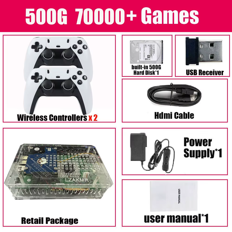 Retro U9 Game Console 500GB Gaming HDD Window+Batocera 3865U 70000+Games for Wii