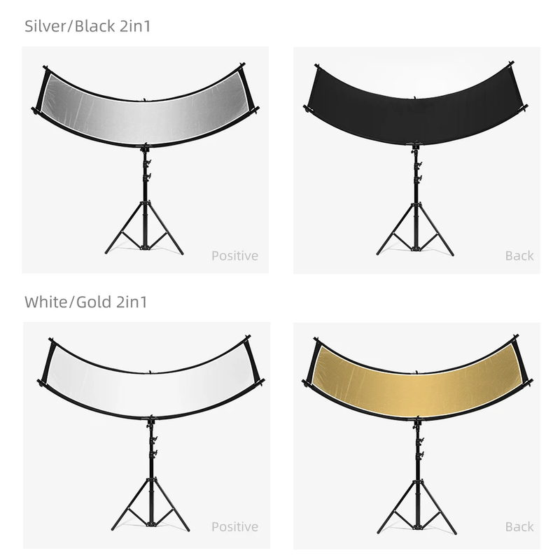 U-Type 155*61Cm 4In1 Silver Black White Gold Reflector Diffuer Collapsible Photo