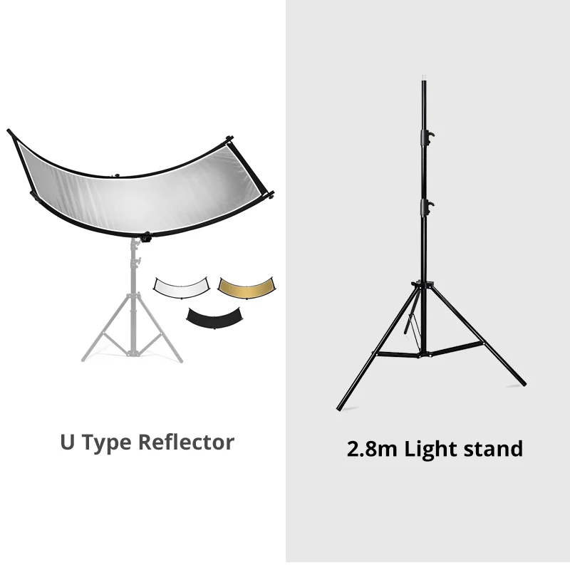 U-Type 155*61Cm 4In1 Silver Black White Gold Reflector Diffuer Collapsible Photo