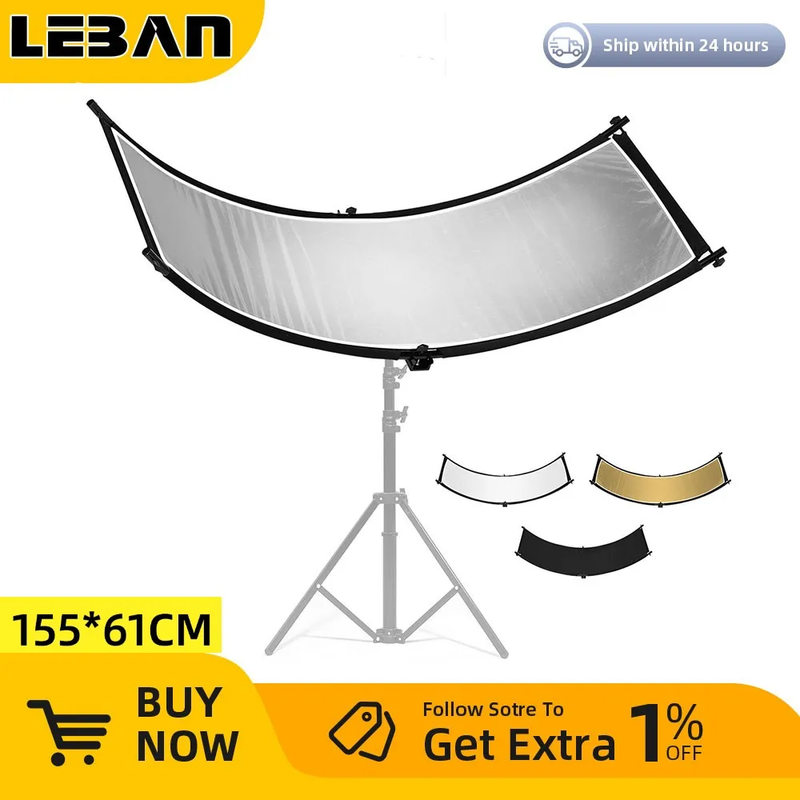 U-Type 155*61Cm 4In1 Silver Black White Gold Reflector Diffuer Collapsible Photo