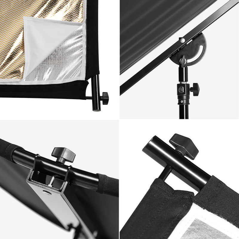 U-Type 155*61Cm 4In1 Silver Black White Gold Reflector Diffuer Collapsible Photo
