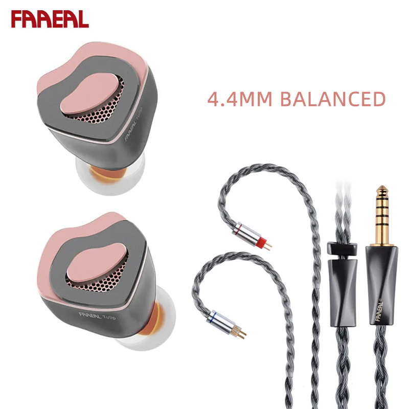Tulip HIFI Earphone with Petal-Shaped Design 2PIN Detachable 10MM Gold Ring Larg