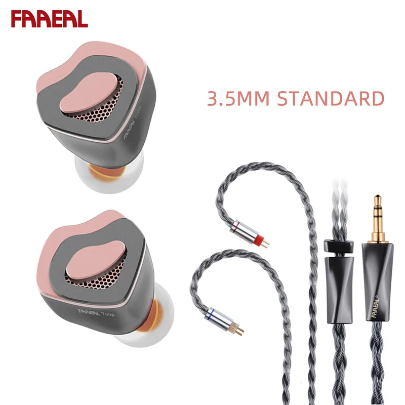 Tulip HIFI Earphone with Petal-Shaped Design 2PIN Detachable 10MM Gold Ring Larg